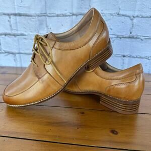 New Mona Flying Dress Oxfords Derby Comfortable Lace Leather Flats Brown Sz 8